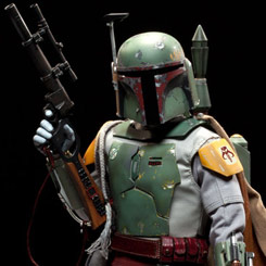 Deslumbrante Edición Limitada de la figura del Caza recompensas Boba Fett perteneciente a la saga de Star Wars. Esta obra de arte pertenece a la línea “Scum and Villainy” creada por la firma Sideshow para Star Wars,