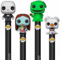 Precioso Set de 4 Bolígrafos Funko Pop de Jack Sally, Zero y Oogie Boogie basado en la película Pesadilla antes de Navidad, estos preciosos bolígrafos tienen una miniatura de tu personaje favorito en la parte superior de un tamaño aproximado de 2 cm.