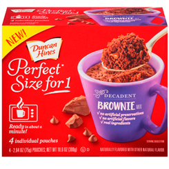 Mezcla para hacer un delicioso postre individual de Brownie. Sólo necesitas agregar agua u otro liquido como leche o café, mézclalo y caliéntalo en el microondas...