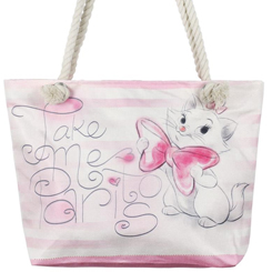 Bolso de Playa Marie basado en la tierna gatita de Los Aristogatos. Este precioso bolso con cremallera de Disney está realizado en poliéster y tiene unas medidas aproximadas 47 x 34 x 13 cm.