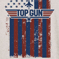 Camiseta con el emblema de la famosa película Top Gun: Ídolos del aire del año 1986 interpretada por Tom Cruise y dirigida por Tony Scott. La Camiseta por la parte delantera tiene el emblema de Top Gun,