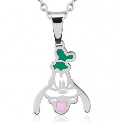 Precioso colgante oficial con la silueta de Goofy. Este precioso colgante está fabricando en acero inoxidable y tiene unas dimensión aproximada de 16 mm., la cadena tiene una longitud ajustable de 40 cm.,