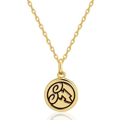Colgante con el símbolo de Zeus basado en el clásico de Disney Hércules. Disfruta este precioso colgante plateado en oro amarillo de 14k con un acabado brillante. 