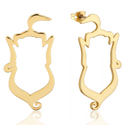Pendientes del Genio más genial basado en el clásico Aladdin de Disney.  Estos preciosos pendientes están realizados en titanio con un plateado de Oro Amarillo 14k con un acabado de alto brillo,.