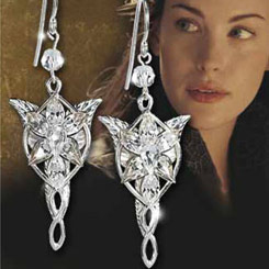 Increíble juego de pendientes élficos oficiales de Arwen´s Evenstar, realizados en plata 925 de 1ª Ley. Producto Oficial realizado por la firma Noble Collection.