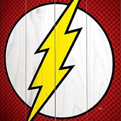 Póster Oficial realizado en madera del Logo de The Flash, el Póster tiene un tamaño aproximado de 40 x 60 cm.