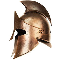 Réplica del Casco Griego basado en la pelicula de 300: Rise of an Empire, este precioso casco está fabricado en acero y bañado en latón envejecido. Está totalmente forrado y ajustable.