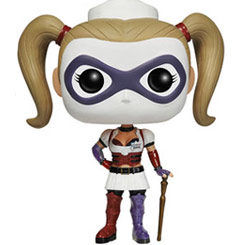 Figura de Harley Quinn realizada en vinilo perteneciente a la línea Pop! de Funko. La figura tiene una altura aproximada de 10 cm., y está basada en el Videojuego Batman Arkham Asylum.