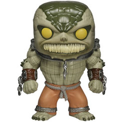 Figura de Killer Croc realizada en vinilo perteneciente a la línea Pop! de Funko. La figura tiene una altura aproximada de 10 cm., y está basada en el Videojuego Batman Arkham Asylum.