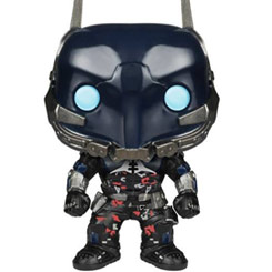 Figura de Arkham Knight realizada en vinilo perteneciente a la línea Pop! de Funko. La figura tiene una altura aproximada de 10 cm., y está basada en el Videojuego Batman Arkham Knight.
