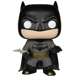 Figura de Batman realizada en vinilo perteneciente a la línea Pop! de Funko. La figura tiene una altura aproximada de 10 cm., y está basada en la película Batman v Superman: El Amanecer de la Justicia. 