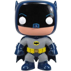 Figura de Batman realizada en vinilo perteneciente a la línea Pop! de Funko. La figura tiene una altura aproximada de 10 cm., y está basada en la serie de Televisión Batman de 1966.