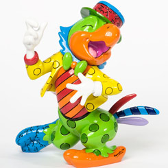 Divertida figura de José Carioca inspirada en la película de Walt Disney Los Tres Caballeros y realizada por el pintor y escultor Romero Britto, titulada Saludos Amigos. 