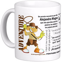 Taza Adventure in Words en la que hemos recopilado distintas frases épicas del profesor-arqueólogo más famoso del mundo de ficción.