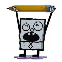 Doodlebob ha cobrado vida en forma de figura de vinilo con su debut en Youtooz. Con una altura de 11 cm, mira hacia arriba el lápiz mágico amarillo y rosa que sostiene triunfalmente sobre su cabeza con brazos delgados. 