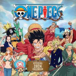 Este calendario para el año 2024 está inspirado en el apasionante mundo de One Piece. Su cubierta, laminada con un brillo elegante de 250 gramos, y su interior de 150 gramos, hacen que cada mes esté lleno de color y emoción.