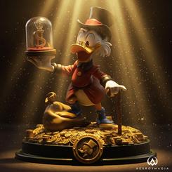 El brillo de las monedas parece salirse de la vitrina en esta estatua Tío Gilito DuckTales. La escena concentra, en apenas 16,6 x 15,8 x 16,3 cm, todo el carácter aventurero y avaro del pato más célebre de los cómics de animación.