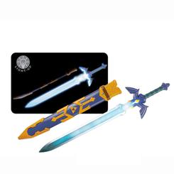 Luz azul, detalles icónicos y presencia legendaria describen esta Espada Maestra Luminosa de Link, una pieza de colección inspirada en The Legend of Zelda que brilla con efecto LED 