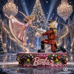 Estatua Barbie Nutcracker 25th Anniversary de Iron Studios a escala 1/10. Representa a Clara junto al Cascanueces sobre una base Deluxe decorada y pertenece a una edición numerada por el 25.º aniversario de la película.
