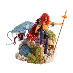 Con una presencia majestuosa y cada músculo esculpido con precisión, la figura Ichibansho de Kalgara de One Piece de 22 cm captura la esencia guerrera del legendario líder de la tribu Shandia