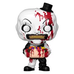 Terror de culto en formato mini. Esta Figura POP! Terrifier – Art the Clown presenta al macabro payaso con su cuenco “festivo” y salpicaduras sanguinolentas, un diseño que replica su estética más inquietante 