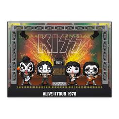 ¿Estas listo para agregar un toque de leyenda a su colección? ¡Entonces no puedes perderte el Kiss Pack de 4 Figuras POP! Moments DLX Vinyl Alive II 1978 Tour de 9 cm!