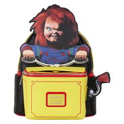 El terror se lleva a la espalda con la Mochila?Chucky Loungefly, un accesorio que plasma la esencia de Child’s Play en cada detalle. Con unas medidas de 26,86?×?11,43?×?26,67?cm