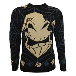 Precioso jersey de Navidad de Ooogie Boogie basado en la película de Nightmare Before Christmas. Este simpático suéter está realizado en 100% acrílico. Pon un toque de magia 