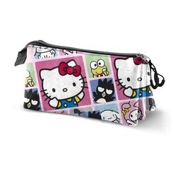 Color y orden en tu mochila con el estilo más kawaii. El Portatodo Panels Hello Kitty triple es un estuche plano con 3 compartimentos independientes y cierre con cremallera que te permite clasificar bolígrafos