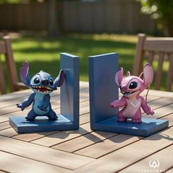 Color y carácter para poner orden en tus historias: el Sujetalibros Angel & Stitch Disney convierte la estantería en un rincón lleno de buen rollo gracias a sus bases de resina azul con acabado mate y figuras 3D individuales de Stitch y Angel 