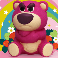 Descubre el encanto travieso de "Lotso" con la hucha de vinilo Toy Story Piggy Lotso de 24 cm. Este simpático osito, conocido como "Lots-o'-Huggin Bear", proveniente de la icónica película "Toy Story 3",