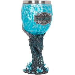 Espectacular Copa de Viserion White Walker de la serie de HBO Juego de Tronos. Esta preciosa obra de arte está realizada en acero inoxidable y resina con una altura aproximada de 17,5 cm. 
