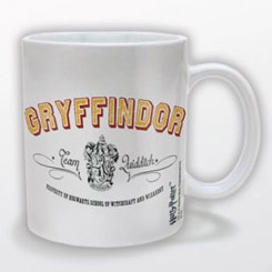 Taza oficial de Warner con el motivo del equipo de Quiddtich de Gryffindor (Gryffindor Team Quidditch) de la saga de Harry Potter.