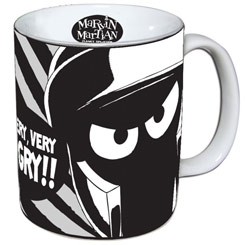 Taza oficial de los Looney Tunes con el motivo de Marvin el Marciano realizada en cerámica.