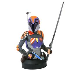 Color mandaloriano con espíritu rebelde. El Busto de Sabine Wren de Star Wars Rebels condensa en 15 cm de altura (escala 1/7) todo el carácter de la artista guerrera: casco de visor en T, armadura pintada con tonos vibrantes