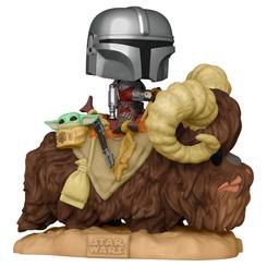 Embárcate en una épica travesía galáctica con la figura Funko Pop! 416 de Star Wars: The Mandalorian, que reproduce al Mandaloriano acompañado del Niño sobre un imponente Bantha en cada detalle. 