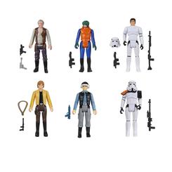 Nostalgia galáctica con sello clásico: el Set Star Wars de 6 figuras articuladas (9,5 cm) rinde homenaje al estilo Kenner con esculpidos y deco retro que lucen de diez en vitrina y en dioramas