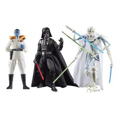 Vive la fuerza oscura con el set de tres figuras Masters of Evil de Star Wars The Black Series, que incluye a Darth Vader, el Gran Almirante Thrawn y el General Grievous en un pack de coleccionista de 15?cm cada una. 