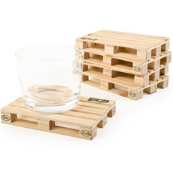 Set de 5 posavasos en forma de Europalets en miniatura, ideales para todo tipo de vasos y bebidas (frías y calientes).