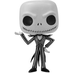 Elegancia gótica y encanto atemporal en formato compacto. Esta Figura POP Jack Skellington captura al Rey Calabaza con su inconfundible traje de rayas, pajarita en forma de murciélago