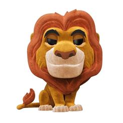 Figura del majestuoso Mufasa Flocked realizada en vinilo perteneciente a la línea Pop! de Funko. La figura tiene una altura aproximada de 10 cm., y está basado en la película de Disney El Rey León.