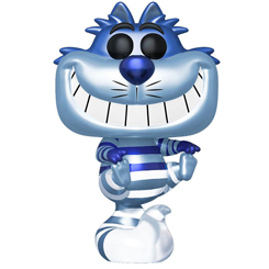 Brillo metálico y una sonrisa inolvidable dan forma a esta Figura POP Disney Make-A-Wish: Cheshire Cat (Metallic), inspirada en Alicia en el País de las Maravillas. El acabado azul plateado resalta las franjas 