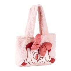 Un abrazo de suavidad y estilo acompaña cada paso con esta bolsa shopping de 30 × 37 × 8 cm, confeccionada en 100 % poliéster de felpa rosa que reproduce con encanto la silueta de Minnie y su lazo característico.