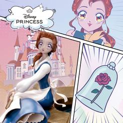 Encanto de biblioteca con estética anime: la Disney Anime Princess Scale Statue – Belle reinterpreta a la heroína de La Bella y la Bestia con rasgos delicados, pose soñadora y un esculpido que fluye en faldones