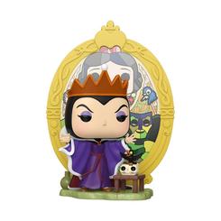 Hechizo de elegancia oscura: la Disney Villains POP! Deluxe Vinyl Figura Evil Queen (Glass) 9 cm captura a la Reina Malvada con corona, capa púrpura y una escena en vitral inspirada en Snow White