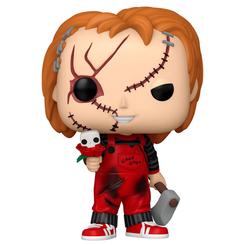 La oscuridad se apodera de tu estantería con la Figura POP Chucky – Chucky Valentine, un vinilo de 9?cm que recrea con fidelidad la mirada perversa y las costuras sangrantes del muñeco asesino más icónico del cine.