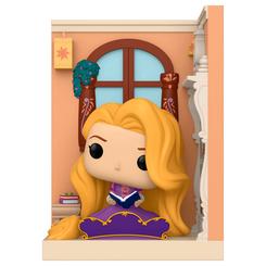 Magia de cuento en tu estantería. La Figura POP Nooks Disney Enredados – Rapunzel in Tower recrea un pequeño escenario 3D lleno de detalles: libros, pared y la princesa leyendo, todo integrado en una escena compacta que queda de lujo 