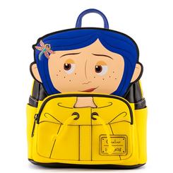 Una explosión de ingenio y encanto te acompaña con esta mochila Loungefly de “Los mundos de Coraline” que captura la curiosidad de la intrépida protagonista y su icónico 