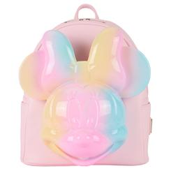 Explosión pastel que roba miradas desde el primer paso: la Mochila Pastel Tie-Dye Minnie Mouse Disney Loungefly de 31?cm convierte el icono de Disney en una pieza de moda urbana con cuerpo de piel sintética 