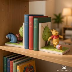 Un trocito del Bosque de los Cien Acres aterriza en tu estantería con este Sujetalibros Winnie the Pooh Disney: dos escenas en 3D de Pooh, Ígor y Piglet que aportan calidez y orden a cualquier rincón del hogar. 